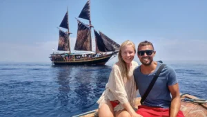 traditional phinsi liveaboard dive boat in komodo national park indonesia