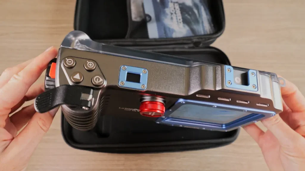 Close-up of physical shutter and camera control buttons on the LetonPower X45 smartphone housing.